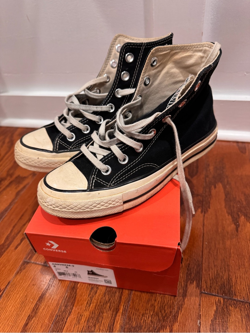 Converse Black High-Top Canvas Sneakers with Cream Accents